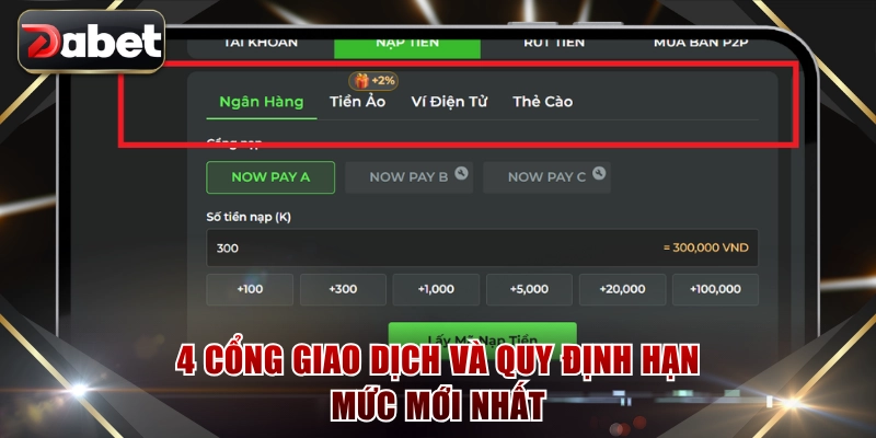 4 cổng giao dịch và quy định hạn mức mới nhất