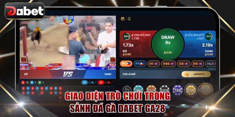 Giao diện trò chơi trong sảnh đá gà DABET GA28